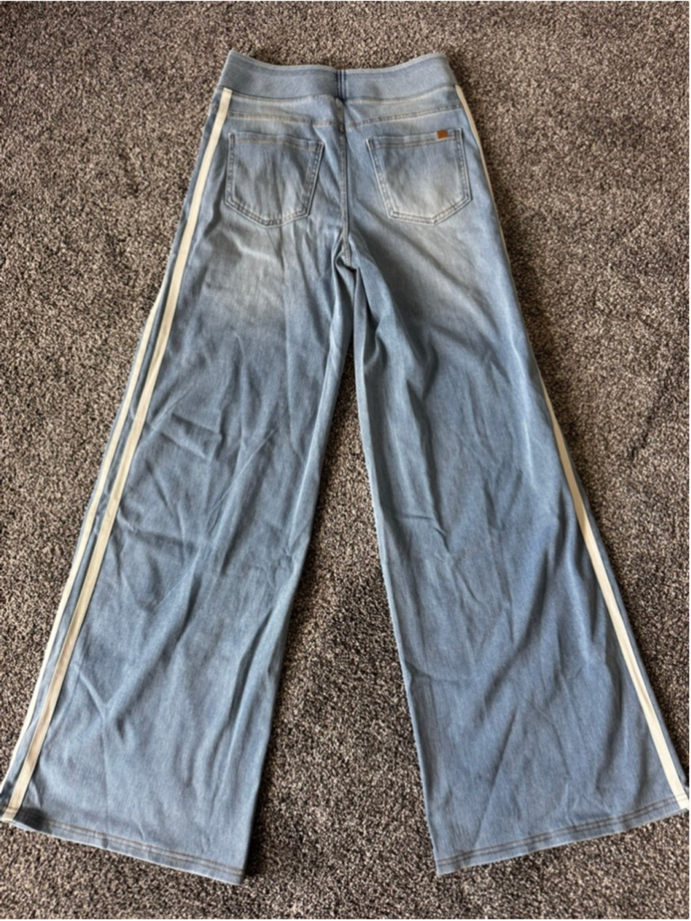 Halara Flex™ High Waisted Stripe Wide Leg Flowy Washed Casual Jeans Light Blue M - Picture 11 of 14